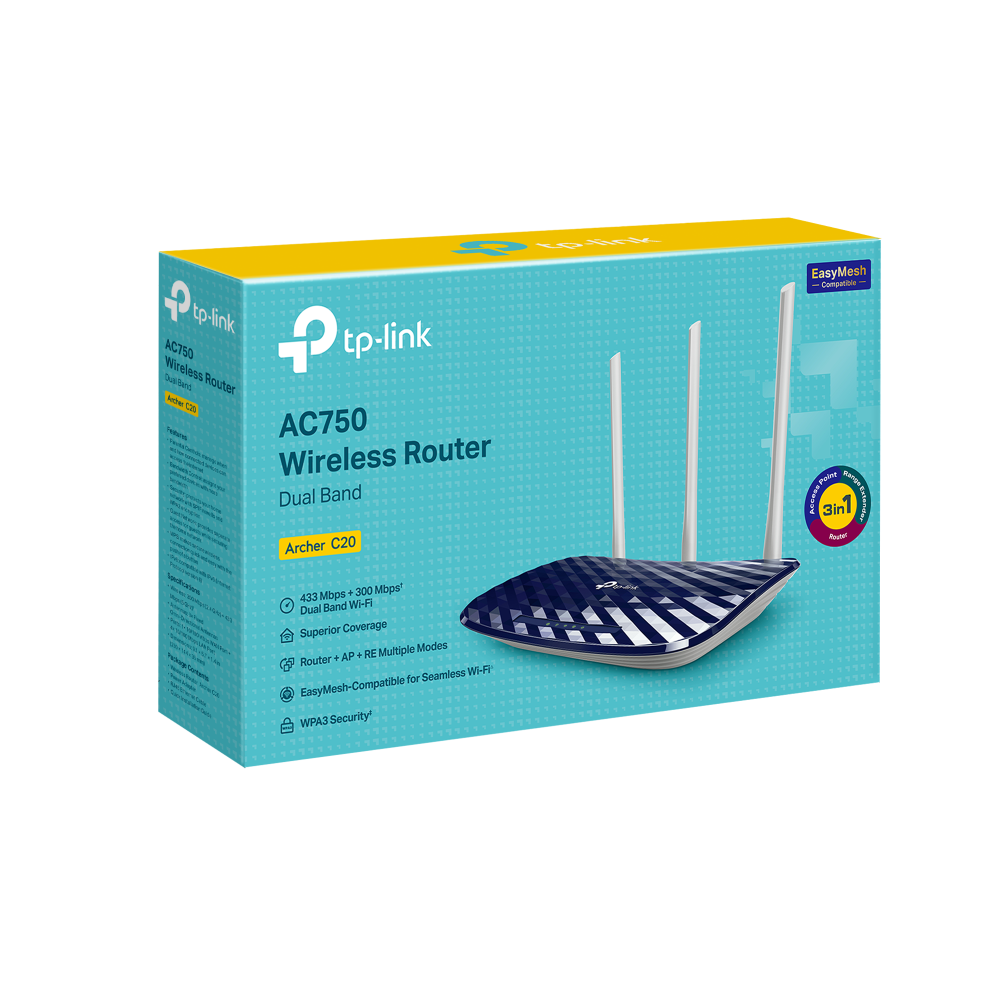 TP-Link Archer C20 เราเตอร์ AC750 Wireless Dual Band Router (เราเตอร์ปล่อยสัญญาณเร็ว แรง เสถียร)