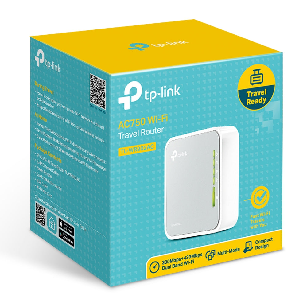 TP-Link TL-WR902AC เราเตอร์จิ๋ว AC750 ปล่อย Wi-Fi หลากหลายโหมด (Wireless Travel Router)