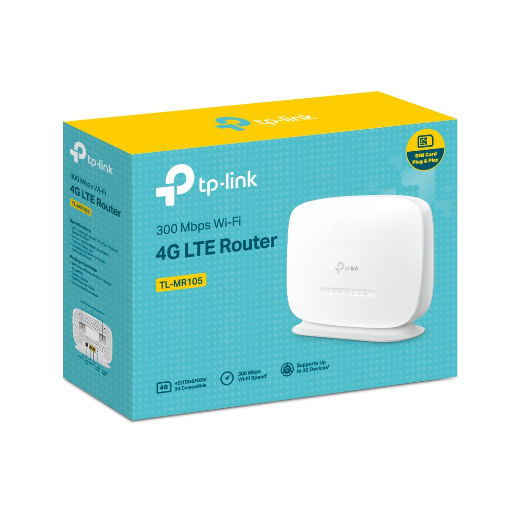 TP-Link TL-MR105 4G SIM Router 300 Mbps Wireless N 4G LTE Router Plug and Play Share Wi-Fi with up to 32 Devices