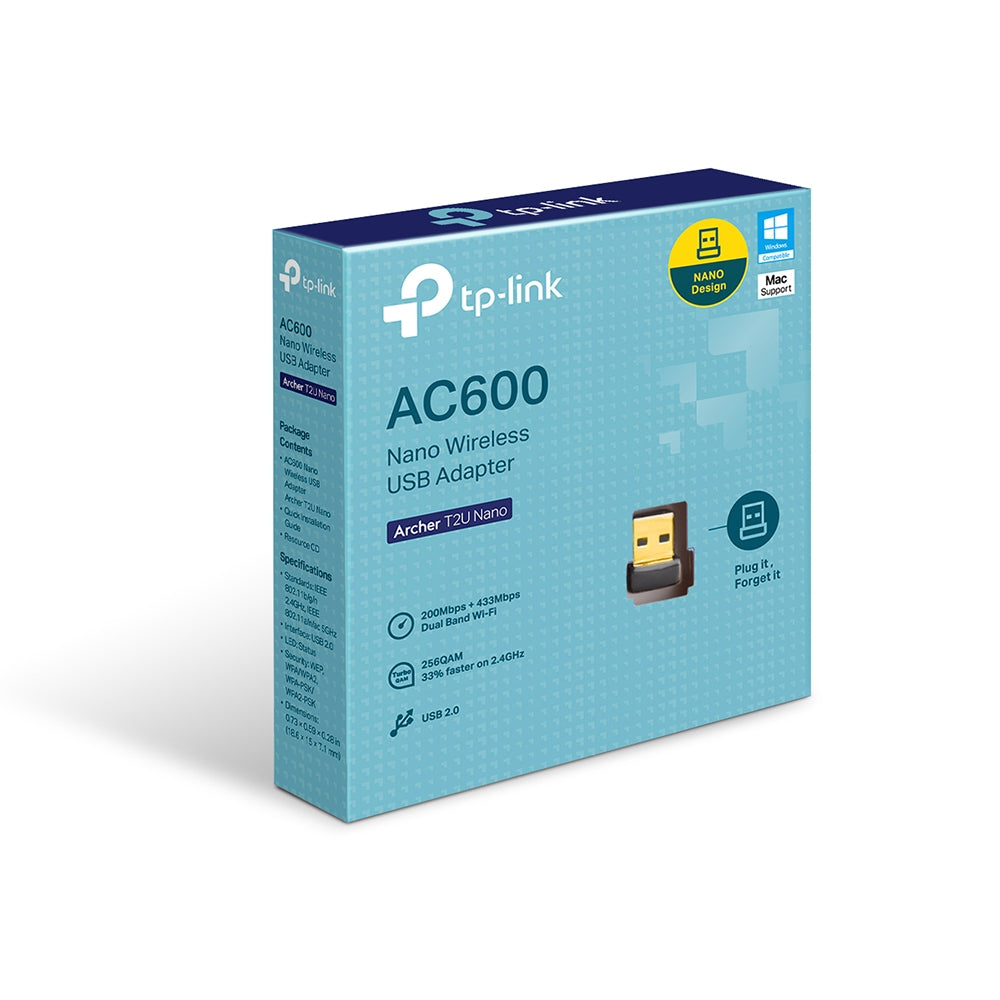 TP-Link Archer T2U Nano AC600 Nano Wireless USB Adapter ตัวรับสัญญาณ WiFi สำหรับคอมพิวเตอร์หรือโน้ตบุ๊ก