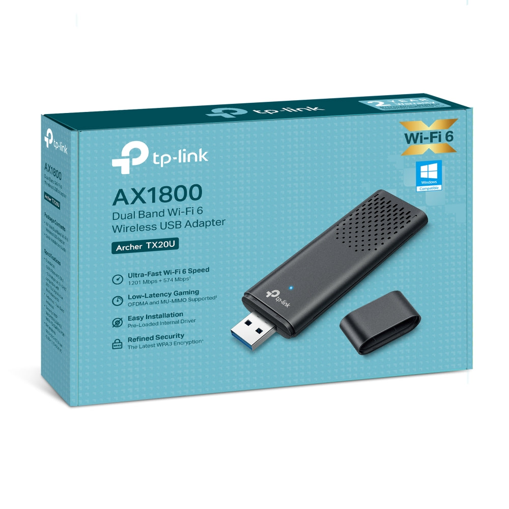TP-Link Archer TX20U AX1800 Dual Band Wi-Fi 6 Wireless USB Adapter ยูเอสบีอแดปเตอร์ 3.0 ไวไฟ6 รองรับคลื่น 2.4 & 5 GHz