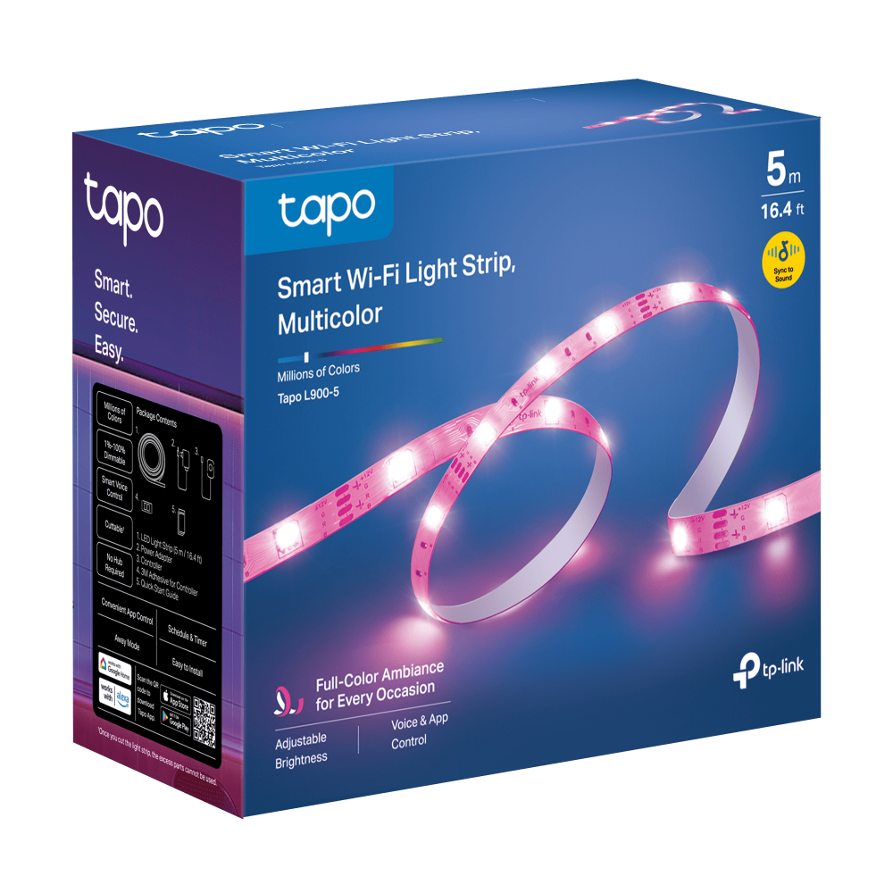 TP-Link Tapo L900-5 Smart Wi-Fi Light Strip ไฟเส้นเปลี่ยนสีอัจฉริยะ 5 เมตร ใช้งานง่ายผ่านแอป Tapo รับประกัน 1 ปี