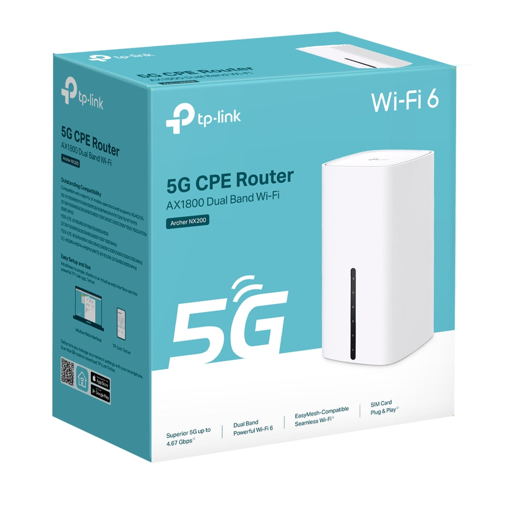 TP-Link Archer NX200 ใหม่! เราเตอร์ใส่ซิม 5G/LTE AX1800 Wireless Dual-Band Gigabit Router รองรับ EasyMesh รับประกัน 3 ปี