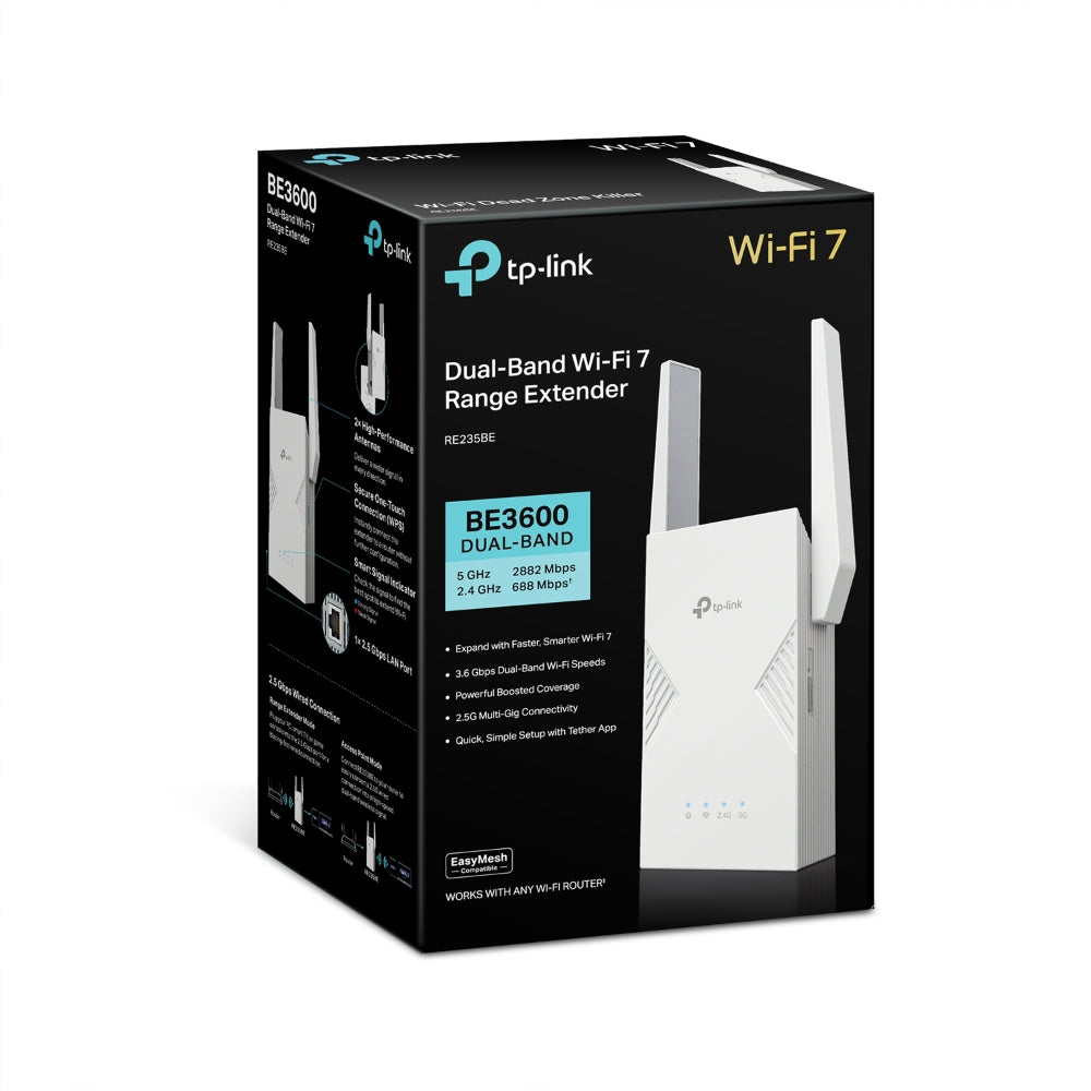 TP-Link RE235BE┃ตัวขยายสัญญาณไวไฟ 7┃ BE3600 Dual-Band Wi-Fi 7 Range Extender ┃WiFi Repeater┃