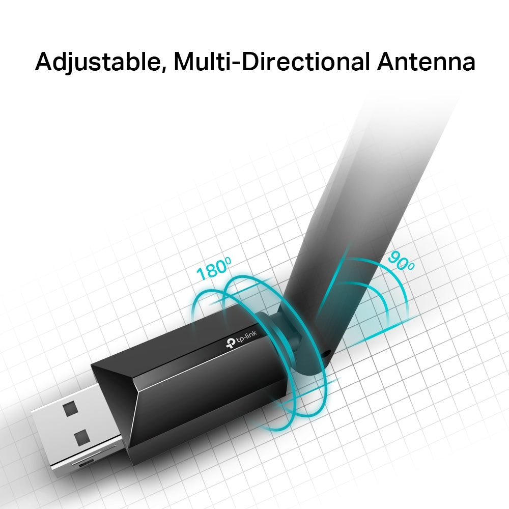 TP-Link Archer T2U Plus AC600 Wireless Dual Band USB Adapter ตัวรับสัญญาณ WiFi (High Gain) สำหรับคอมพิวเตอร์ โน้ตบุ๊ค