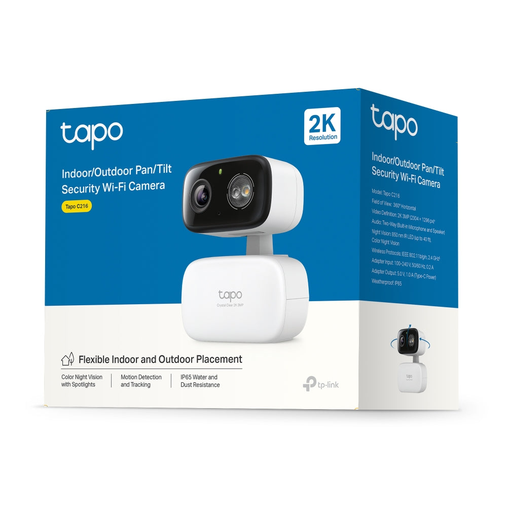 TP-Link Tapo C216 2K 3MP กล้องไวไฟใช้ได้ทั้งภายในและภายนอก IP65 Indoor/Outdoor Home Security Wi-Fi Camera