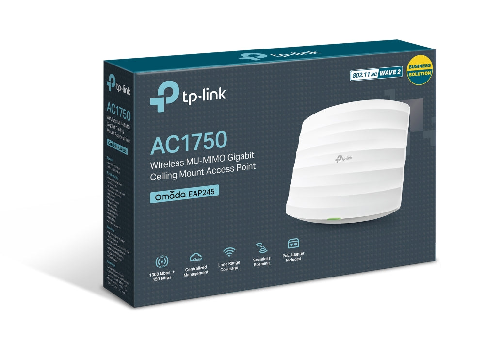 TP-Link EAP245 Access Point สำหรับองค์กร (AC1750 Wireless MU-MIMO Gigabit Ceiling Mount Access
