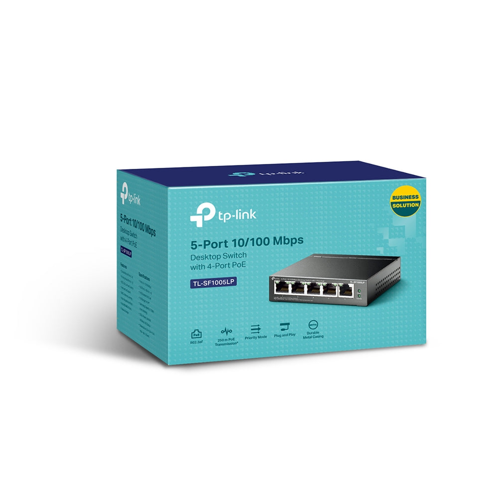 TP-Link TL-SF1005LP สวิตซ์ พอร์ต RJ45 5 ช่อง ความเร็วการรับส่งข้อมูล 10/100 Mbps ใช้พอร์ต PoE ได้ 4 ช่อง ใช้งานง่าย