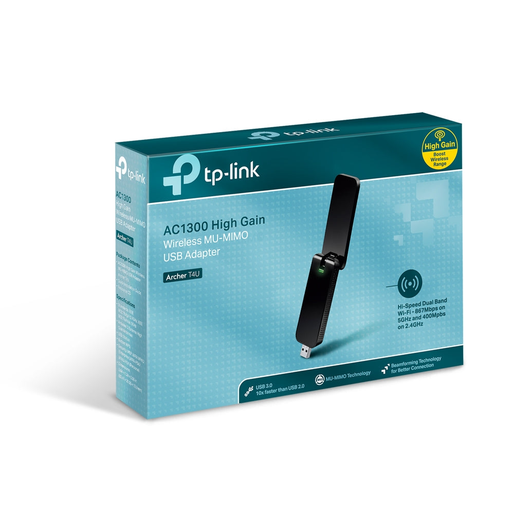 TP-Link Archer T4U AC1300 Dual Band USB Adapter ตัวรับสัญญาณ WiFi (High Gain Wireless ) ผ่านคอมพิวเตอร์หรือโน๊ตบุ๊ค