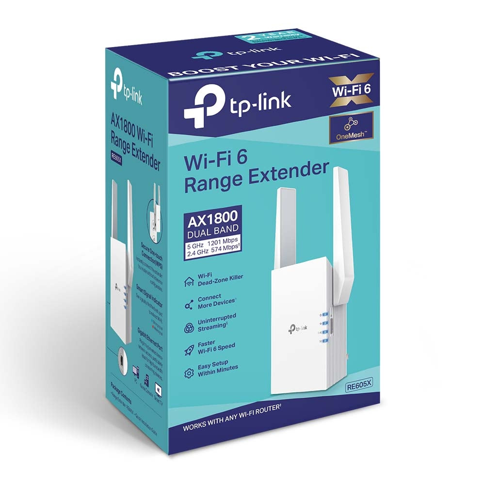 TP-Link RE605X AX1800 Wi-Fi Range Extender ตัวขยายสัญญาณไวไฟ แรงเต็มสปีด กับเทคโนโลยี WiFi6
