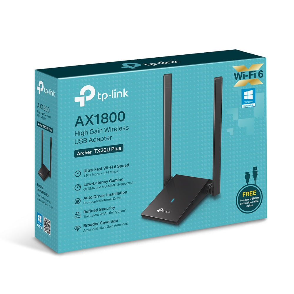 TP-Link Archer TX20U Plus ใหม่!! ไวไฟ 6 ยูเอสบีอแดปเตอร์ AX1800 Dual Antennas High Gain Wireless USB Adapter