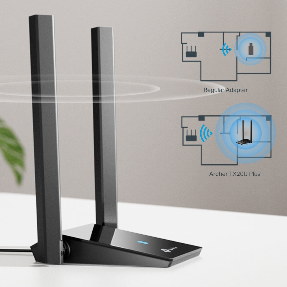 TP-Link Archer TX20U Plus ใหม่!! ไวไฟ 6 ยูเอสบีอแดปเตอร์ AX1800 Dual Antennas High Gain Wireless USB Adapter