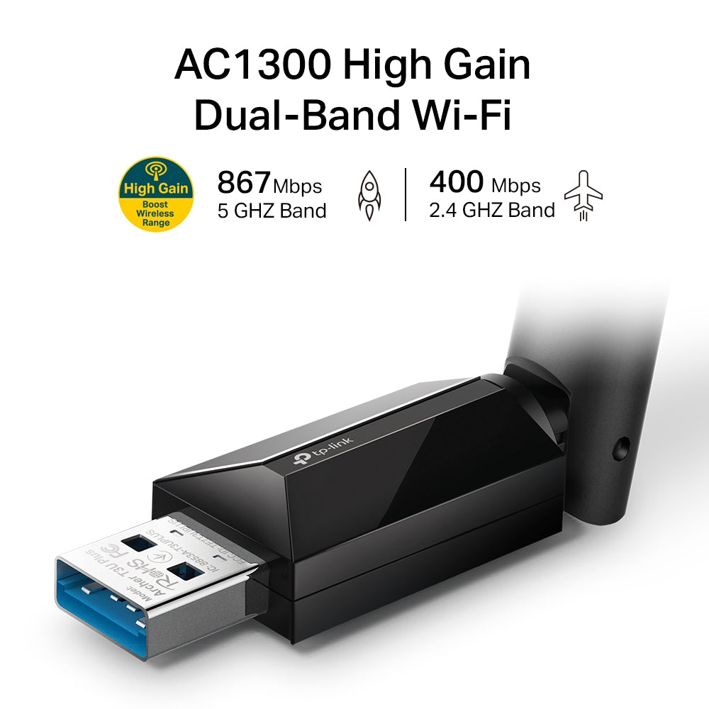 TP-Link Archer T3U Plus AC1300 High Gain Wireless Dual Band USB Adapter ตัวรับสัญญาณ WiFi (High Gain Wireless) ผ่านคอมและโน้ตบุค