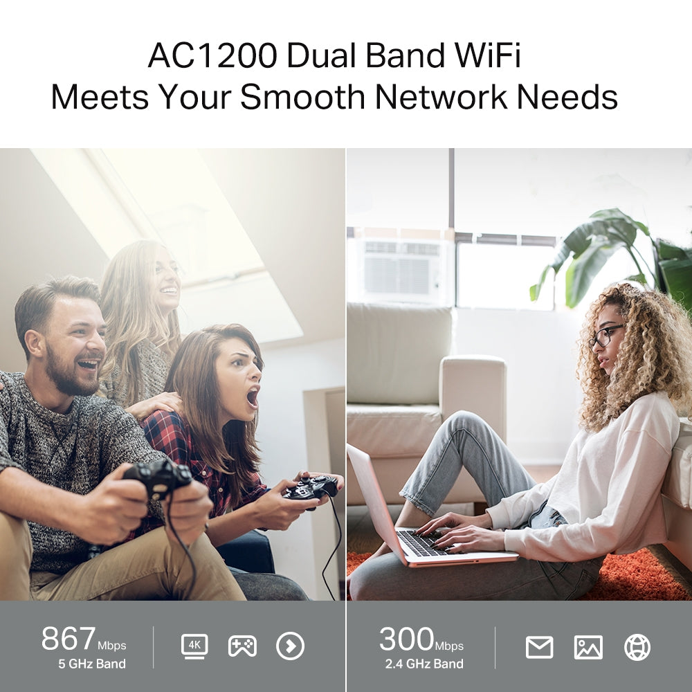 TP-Link Archer C64 AC1200 Wireless MU-MIMO WiFi Router 4 เสาภายนอก พร้อม Beamforming Technology ส่งสัญญาณครอบคลุม