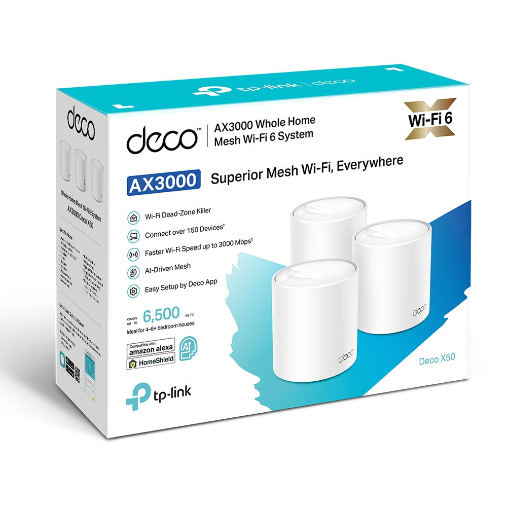 TP-Link Deco X50 AX3000 Whole Home Mesh WiFi 6 System ใน 1 กล่องมี 1, 2 หรือ 3 เครื่อง (สามารถเลือกซื้อได้)