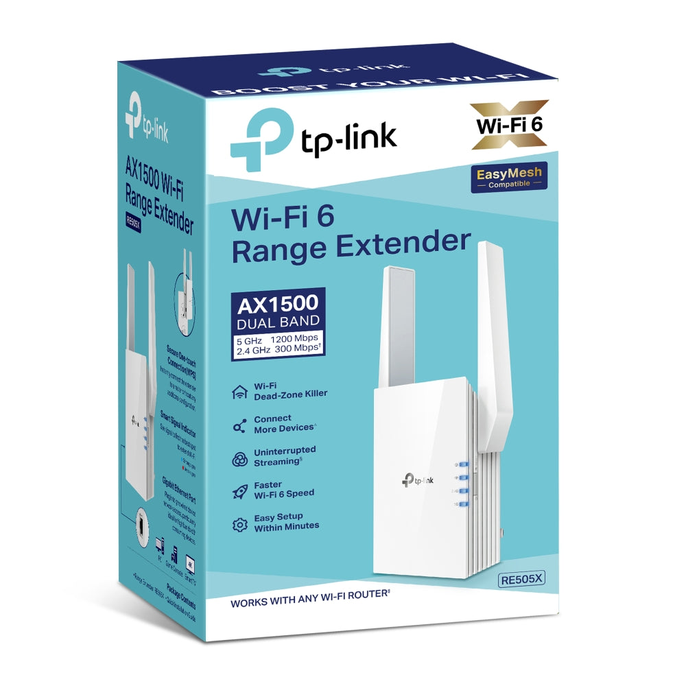TP-Link RE505X|AX1500 Wi-Fi Range Extender Wifi Amplifier Repeater | อุปกรณ์ขยายสัญญาณ แรงเต็มสปีด กับเทคโนโลยี WiFi6