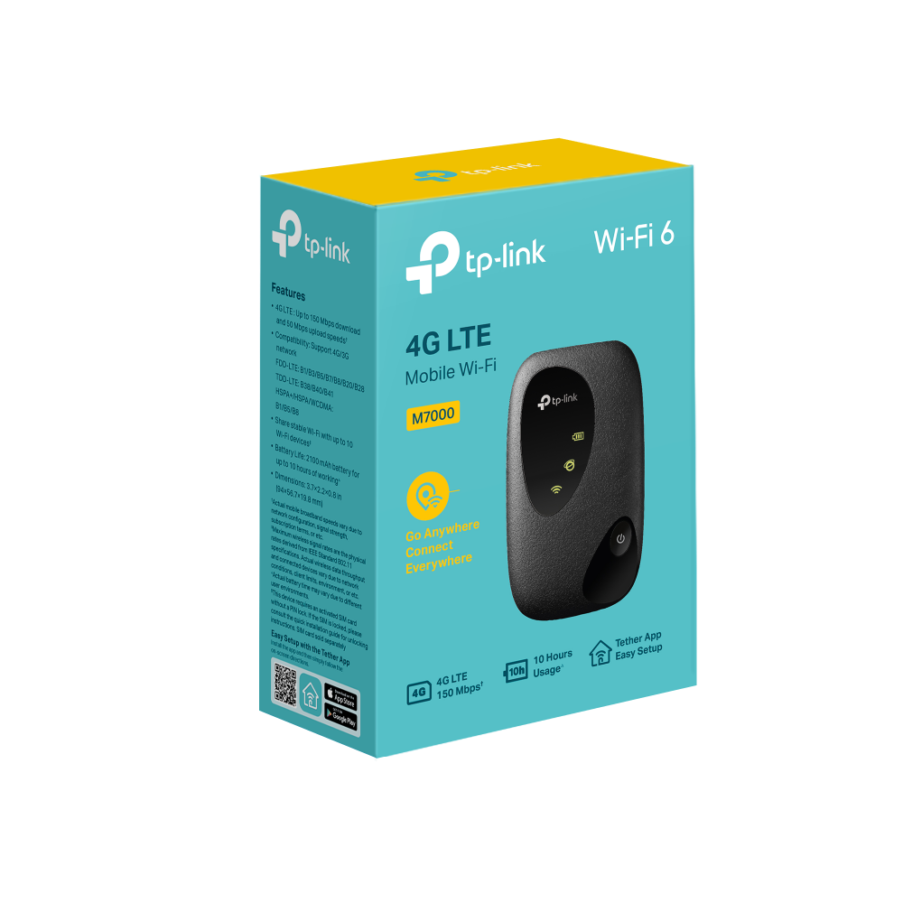 TP-Link M7000 Pocket WiFi พกพาไปได้ทุกที่ (4G LTE Mobile Wi-Fi) ใส่ซิมแล้วใช้ได้ทันที ไม่ต้องตั้งค่า