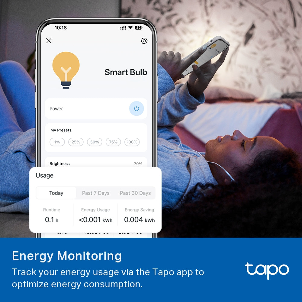 TP-Link Tapo L520E หลอดไฟอัจฉริยะ ตั้งค่าผ่านแอป สั่งการด้วยเสียง Smart Wi-Fi Light Bulb  ขั้ว E27 มีฟังก์ชั่นหรี่แสง