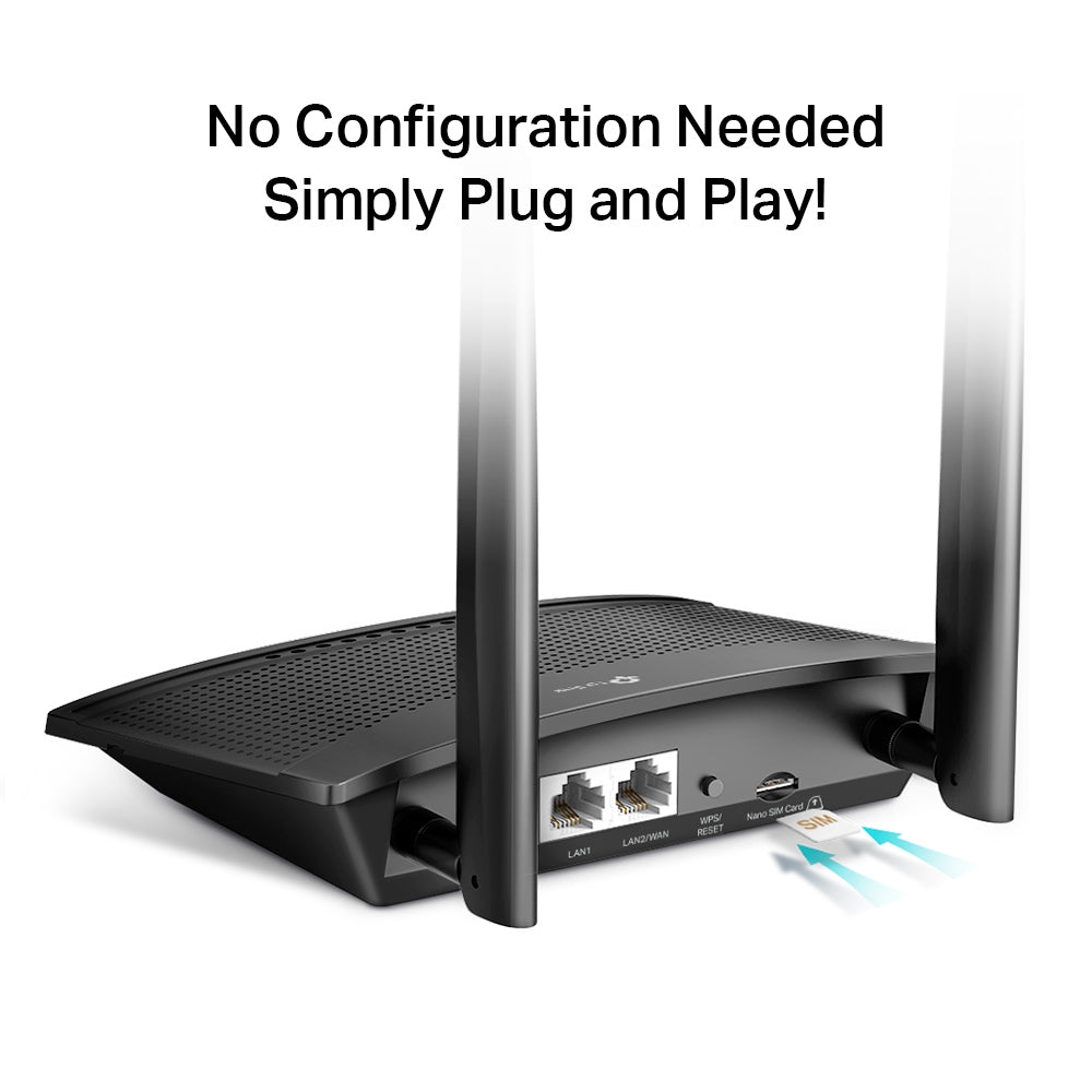TP-Link TL-MR101 300 Mbps Wireless N 4G LTE Router with SIM Card Slot, Supports All 4G Networks*, 3-Year Warranty