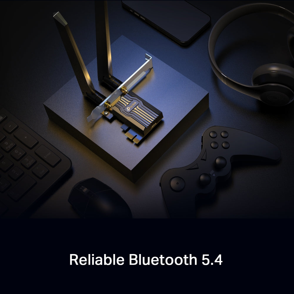 TP-Link Archer TBE400E อะแดปเตอร์ Wi-Fi 7 Bluetooth 5.4 BE6500 Wi-Fi 7 Bluetooth 5.4 PCIe Adapter อัปเกรดเดสก์ท็อปให้เป็น Wi-Fi 7