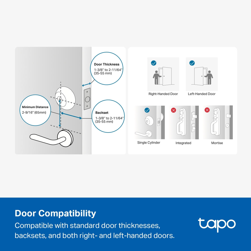 TP-Link Tapo DL110 Smart Wi-Fi Door Lock กลอนประตูดิจิทัลอัจฉริยะ IP65 ควบคุมเปิดปิดประตูผ่าน Tapo App ประกัน 2 ปี