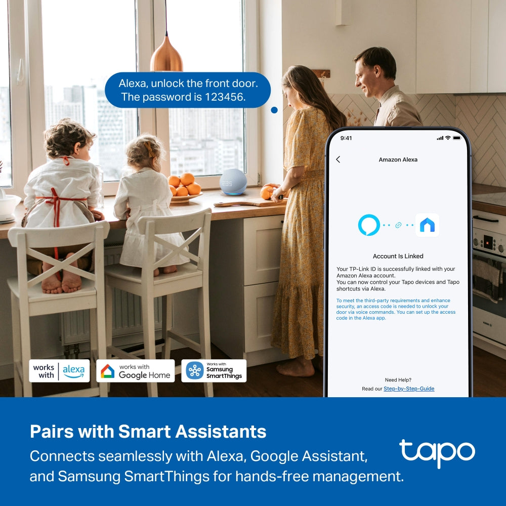 TP-Link Tapo DL110 Smart Wi-Fi Door Lock กลอนประตูดิจิทัลอัจฉริยะ IP65 ควบคุมเปิดปิดประตูผ่าน Tapo App ประกัน 2 ปี