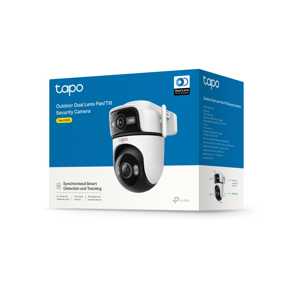 TP-Link Tapo C545D กล้องวงจรปิด 2K 3MP ดูอัลเลนส์ Outdoor Dual Lens Pan/Tilt Security Camera มี IP66 กันน้ำกันฝุ่น