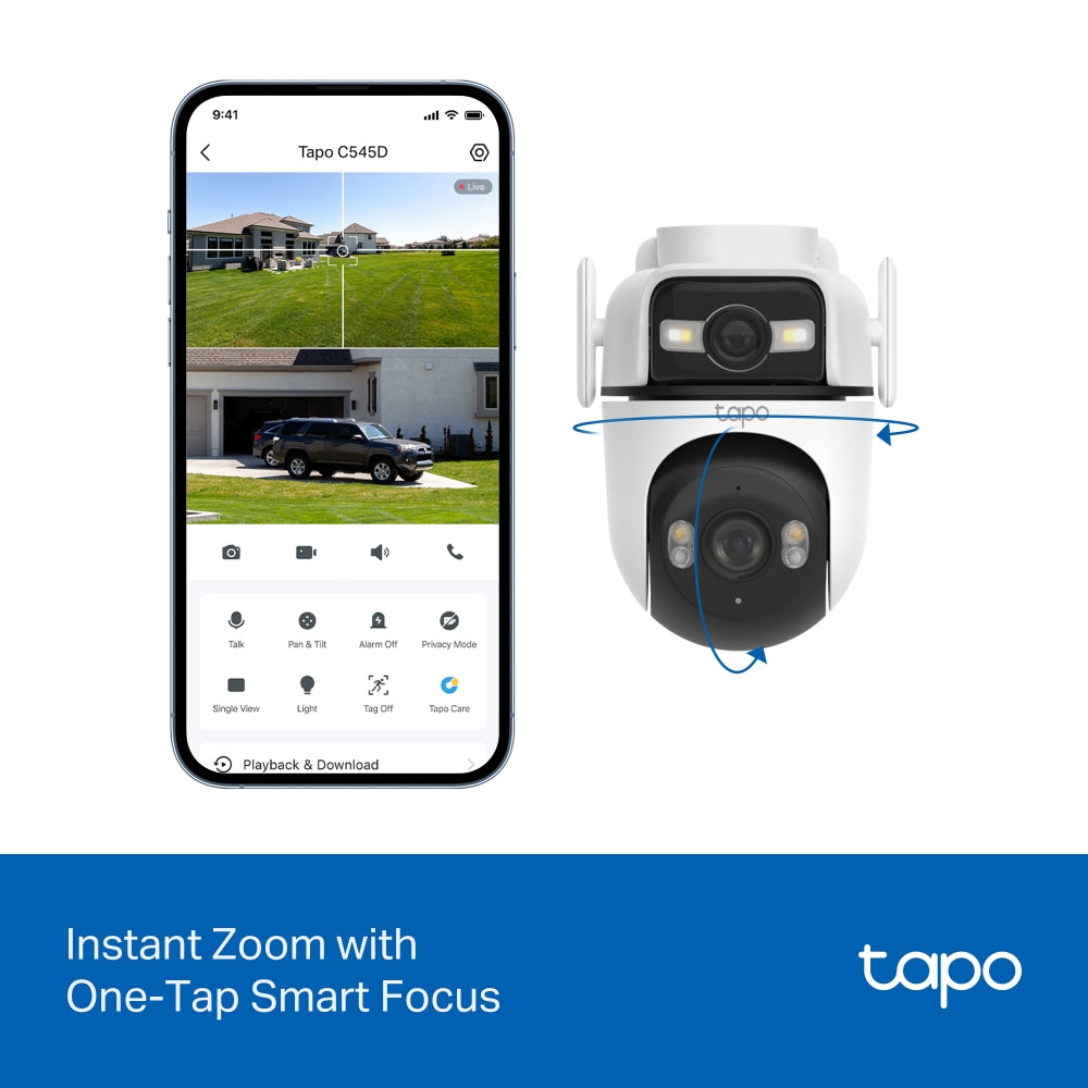 TP-Link Tapo C545D กล้องวงจรปิด 2K 3MP ดูอัลเลนส์ Outdoor Dual Lens Pan/Tilt Security Camera มี IP66 กันน้ำกันฝุ่น