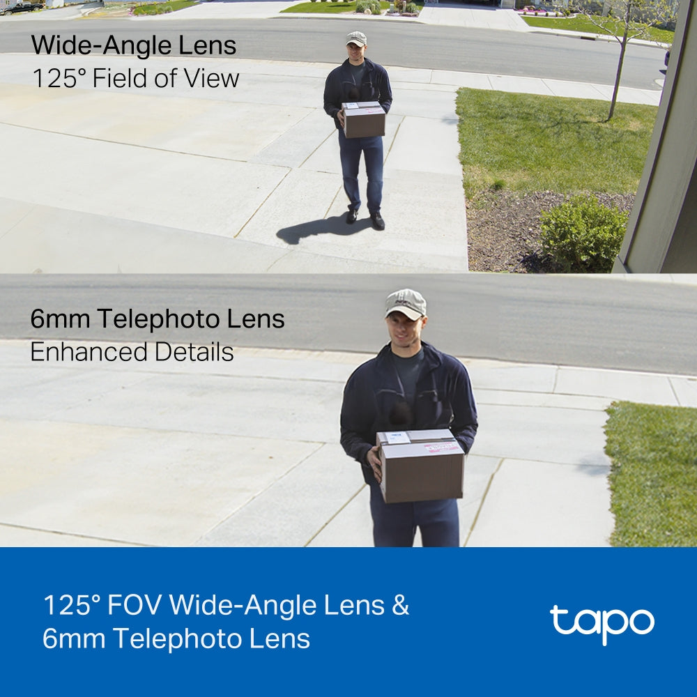 TP-Link Tapo C246D กล้อง 2 เลนส์ 6MP เลนส์มุมกว้าง 125° เทเลโฟโต้ 6 มม. กล้องวงจรปิด Pan/Tilt 2 เลนส์ สำหรับใช้ภายใน/ภายนอกอาคาร