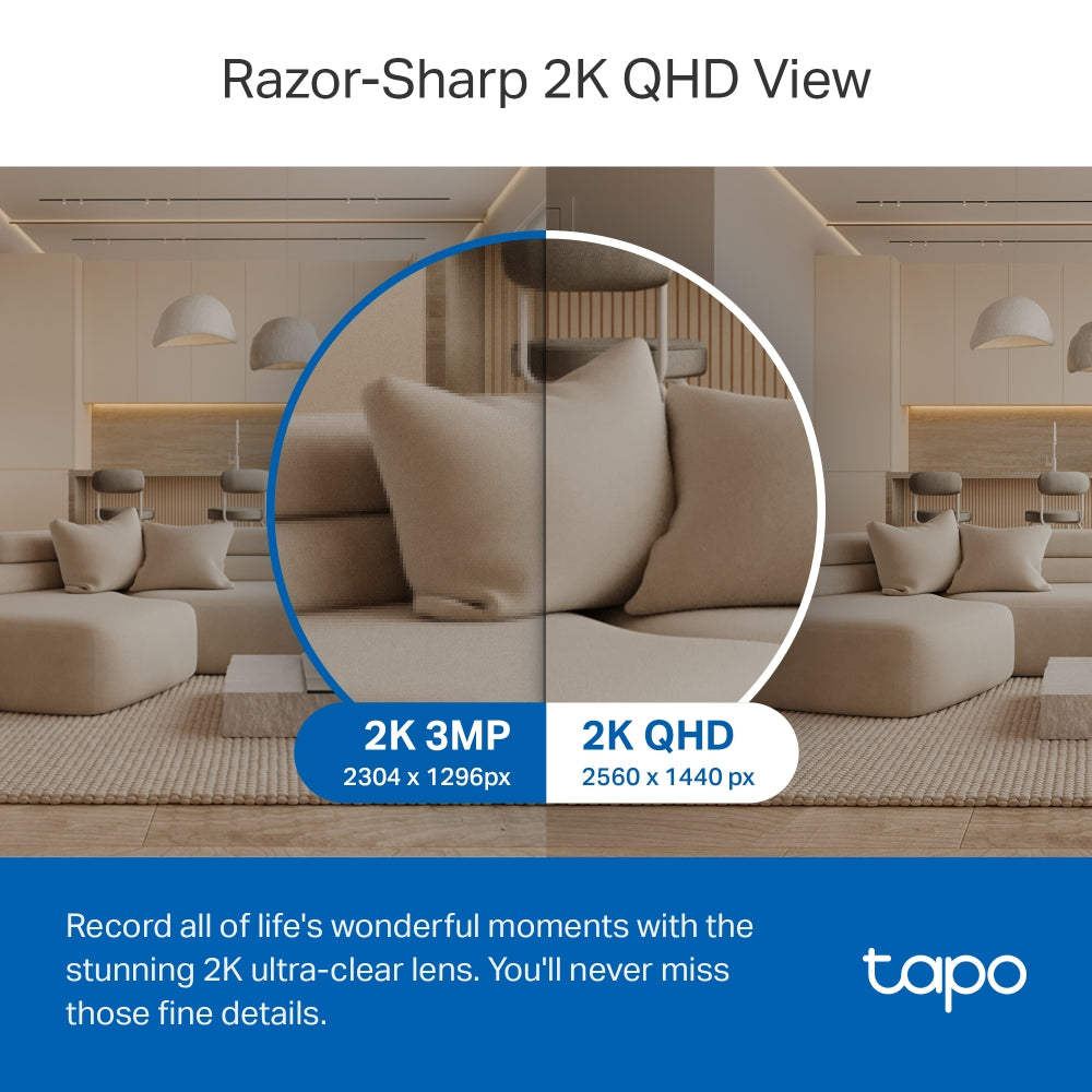 TP-Link Tapo C220 4MP 2K+ QHD Smart AI Pan/Tilt 360º Camera with Human, Animal, and Vehicle Detection and Notifications