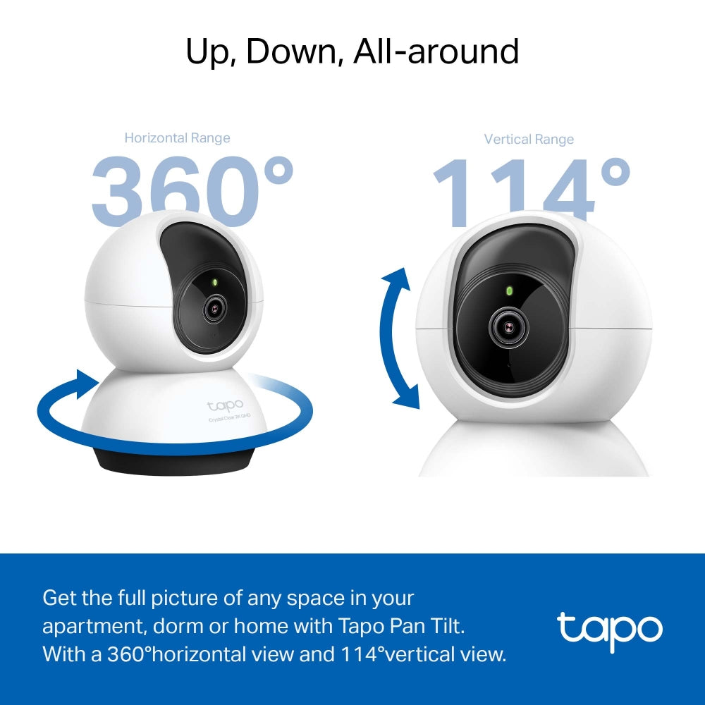 TP-Link Tapo C220 4MP 2K+ QHD Smart AI Pan/Tilt 360º Camera with Human, Animal, and Vehicle Detection and Notifications