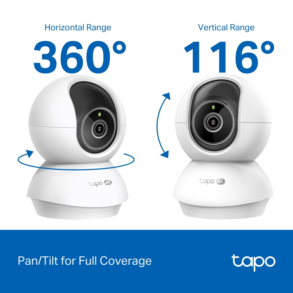 TP-Link Tapo C250 กล้องวงจรปิด Wi-Fi อัจฉริยะ 4K 8MP ตรวจจับมนุษย์ สัตว์เลี้ยง เสียงเด็กร้อง พร้อม Pan/Tilt และ AI
