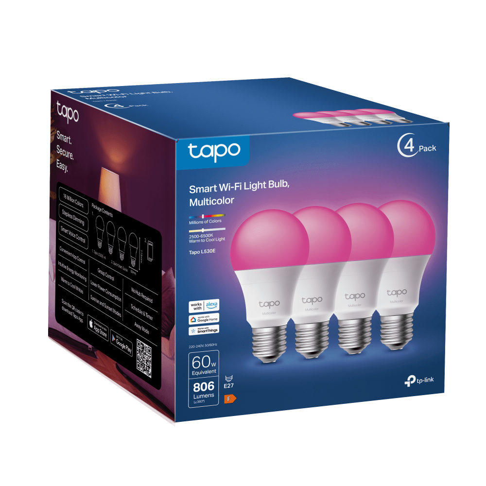 TP-Link Tapo L530E หลอดไฟอัจฉริยะ เปลี่ยนสี สั่งการด้วยเสียงได้ ผ่านแอป Smart Wi-Fi Multicolor Bulb พร้อม 16 ล้านเฉดสี