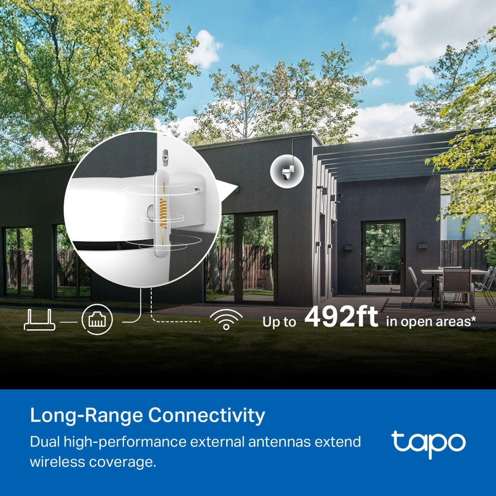 TP-Link Tapo C530WS กล้อง Wi-Fi 3K 5MP ภายนอกอาคาร IP66 AI อัจฉริยะ ภาพสีคมชัดแม้แสงน้อย 360° แนวนอน พร้อมไมโครโฟนและลำโพงในตัว