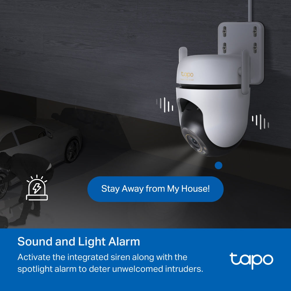 TP-Link Tapo C530WS กล้อง Wi-Fi 3K 5MP ภายนอกอาคาร IP66 AI อัจฉริยะ ภาพสีคมชัดแม้แสงน้อย 360° แนวนอน พร้อมไมโครโฟนและลำโพงในตัว