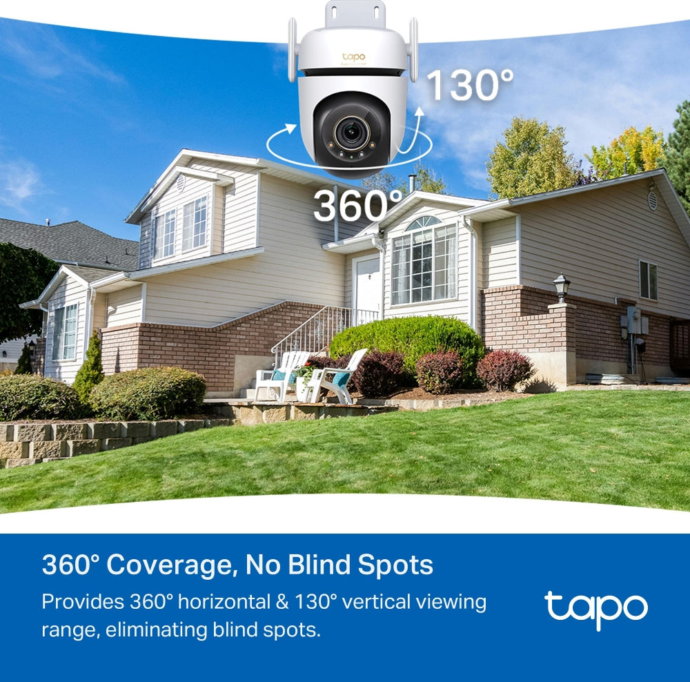 TP-Link Tapo C530WS กล้อง Wi-Fi 3K 5MP ภายนอกอาคาร IP66 AI อัจฉริยะ ภาพสีคมชัดแม้แสงน้อย 360° แนวนอน พร้อมไมโครโฟนและลำโพงในตัว