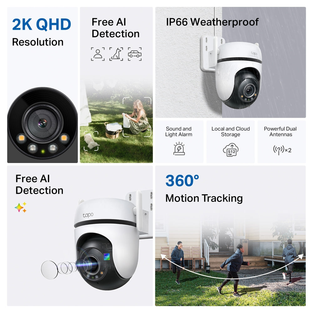 TP-Link Tapo C520WS กล้อง Wi-Fi 4MP 2K+ QHD ใช้งานภายนอก Starlight Color Night Vision ให้ภาพสีได้ดีแม้แสงน้อย IP66 Smart AI