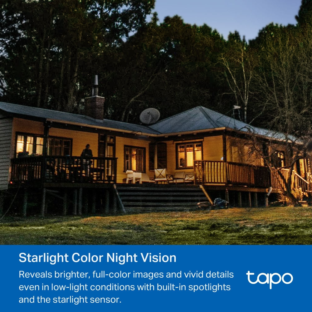 TP-Link Tapo C520WS กล้อง Wi-Fi 4MP 2K+ QHD ใช้งานภายนอก Starlight Color Night Vision ให้ภาพสีได้ดีแม้แสงน้อย IP66 Smart AI