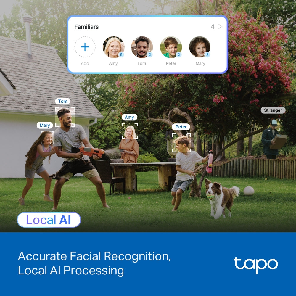 TP-Link Tapo C560WS 4K 8MP กล้อง Wi-Fi ภายนอกอาคาร IP66 พร้อม AI จดจำใบหน้าได้ กล้องวงจรปิดแบบหมุน/ก้มเงย รองรับ 2.4GHz/5GHz