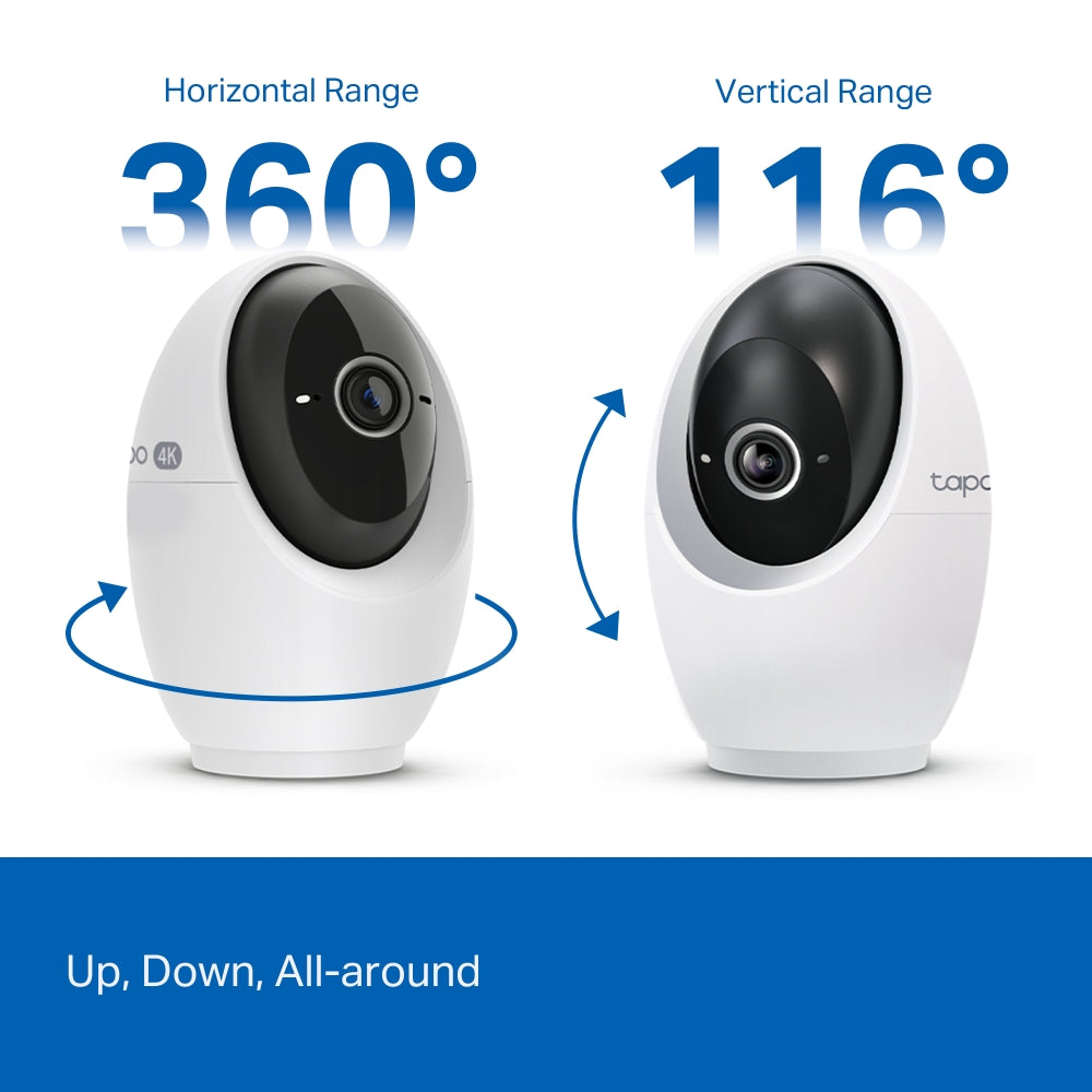 TP-Link Tapo C260 กล้องไวไฟ 4K 8MP ตรวจจับใบหน้า/เสียงหมาเห่า AI มองเห็นกลางคืน 40 ฟุต Pan/Tilt AI Home Security Wi-Fi Camera