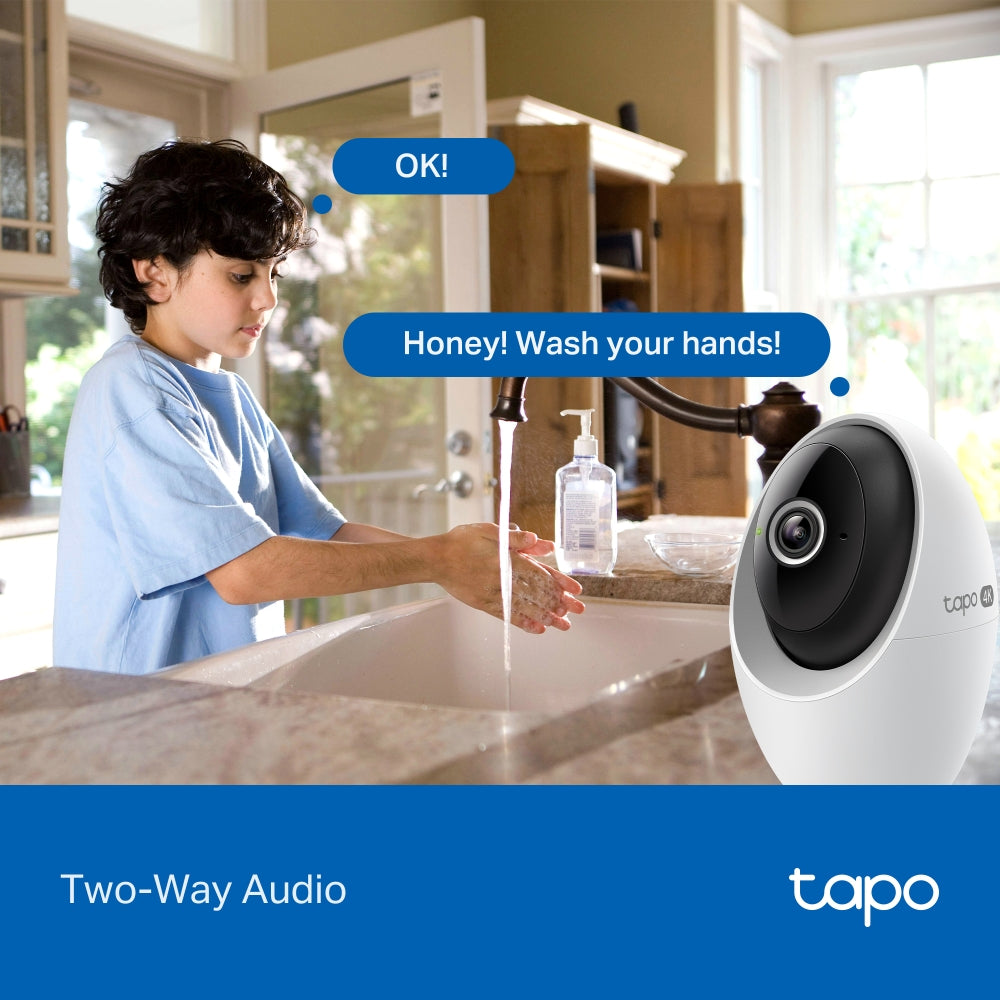 TP-Link Tapo C260 กล้องไวไฟ 4K 8MP ตรวจจับใบหน้า/เสียงหมาเห่า AI มองเห็นกลางคืน 40 ฟุต Pan/Tilt AI Home Security Wi-Fi Camera
