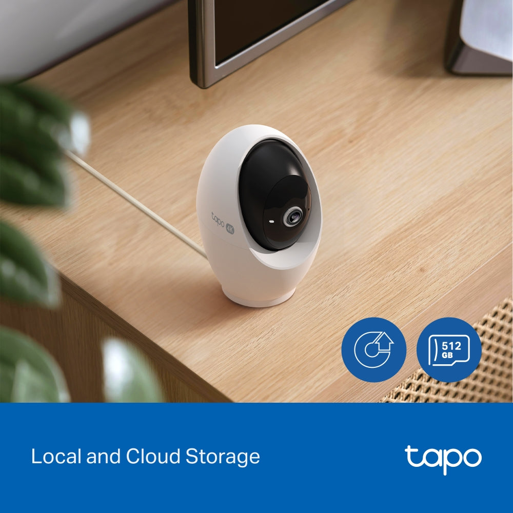 TP-Link Tapo C260 กล้องไวไฟ 4K 8MP ตรวจจับใบหน้า/เสียงหมาเห่า AI มองเห็นกลางคืน 40 ฟุต Pan/Tilt AI Home Security Wi-Fi Camera
