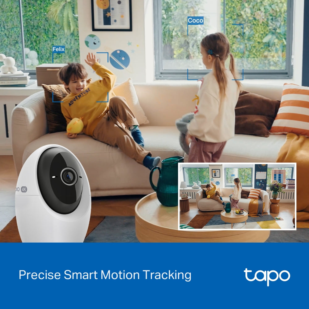 TP-Link Tapo C260 กล้องไวไฟ 4K 8MP ตรวจจับใบหน้า/เสียงหมาเห่า AI มองเห็นกลางคืน 40 ฟุต Pan/Tilt AI Home Security Wi-Fi Camera