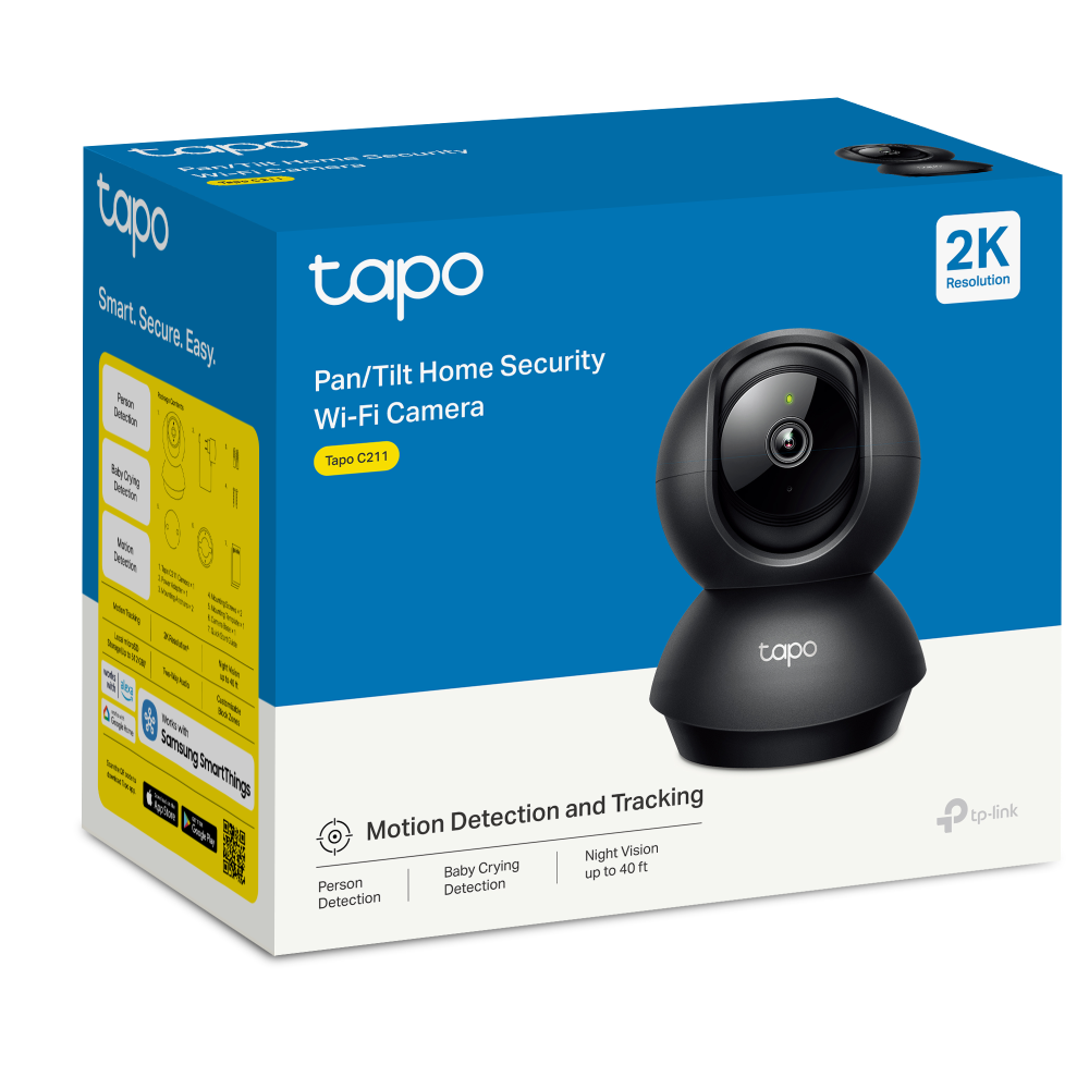 TP-Link Tapo C211 กล้องวงจรปิด Wi-Fi Black Edition ความละเอียด 2K 3MP Security Wi-Fi Camera ปรับมุมหมุนได้ 360°