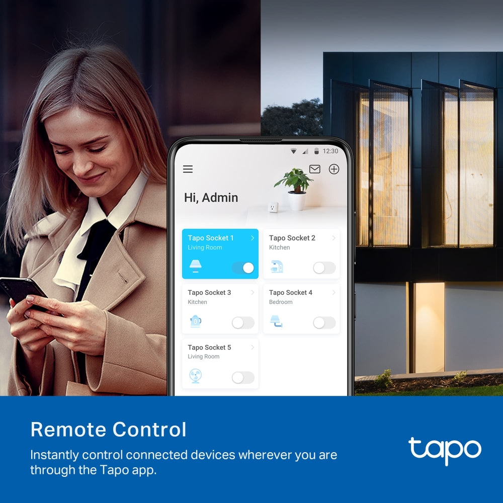 TP-Link Tapo P100 Smart Plug Wi-Fi ไม่ต้องใช้ฮับ  ตั้งค่าเปิด / ปิด ผ่านแอพ สั่งการด้วยเสียง รับประกัน 1 ปี