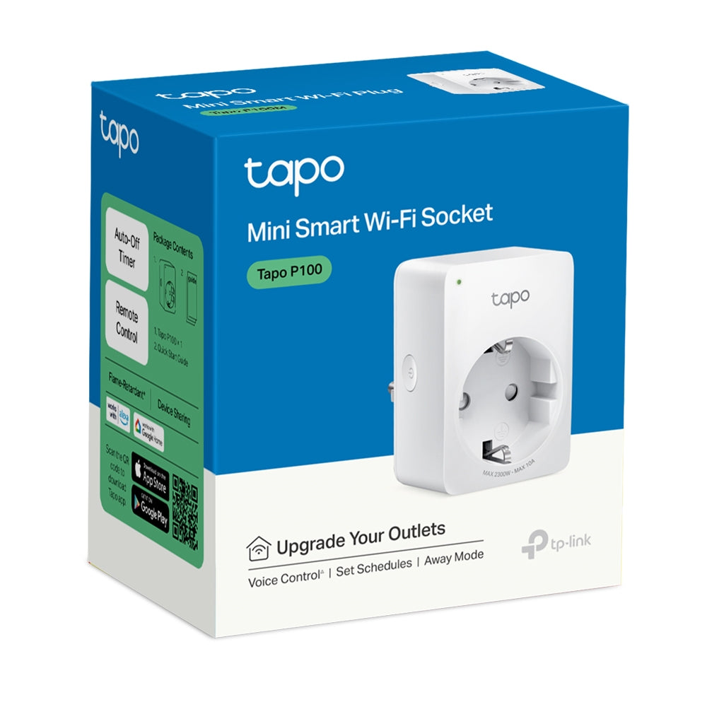 TP-Link Tapo P100 Smart Plug Wi-Fi ไม่ต้องใช้ฮับ  ตั้งค่าเปิด / ปิด ผ่านแอพ สั่งการด้วยเสียง รับประกัน 1 ปี