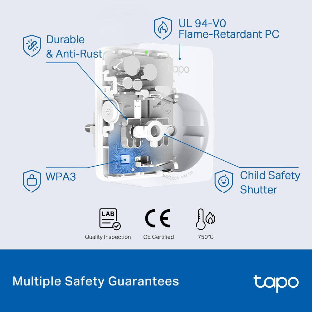 TP-Link Tapo P100 Smart Plug Wi-Fi ไม่ต้องใช้ฮับ  ตั้งค่าเปิด / ปิด ผ่านแอพ สั่งการด้วยเสียง รับประกัน 1 ปี