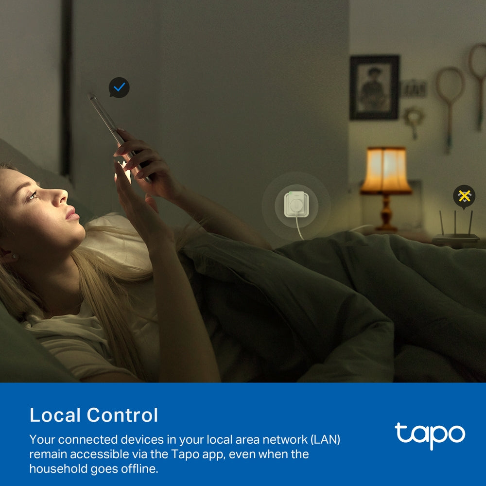 TP-Link Tapo P100 Smart Plug Wi-Fi ไม่ต้องใช้ฮับ  ตั้งค่าเปิด / ปิด ผ่านแอพ สั่งการด้วยเสียง รับประกัน 1 ปี