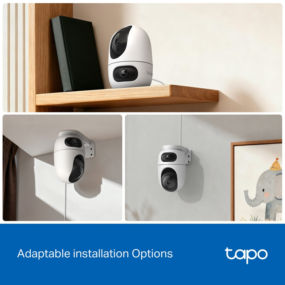 TP-Link Tapo C245D กล้องวงจรปิดเลนส์คู่ 2K 3MP เลนส์กว้าง 122°/ เทเล 6 มม. มี AI ตรวจจับคน สัตว์ รถ เสียงเด็กร้อง หมุนและเอียงได้