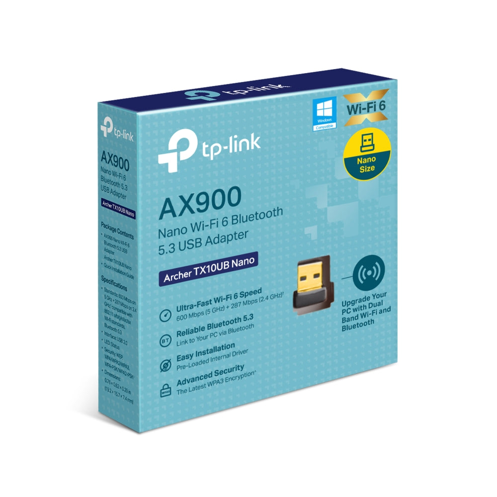 TP-Link Archer TX10UB Nano USB Adapter, Bluetooth 5.3 AX900 Nano Wi-Fi 6 Bluetooth 5.3 USB Adapter, Limited Lifetime Warranty
